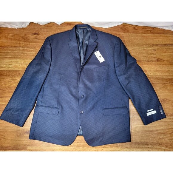 Collection by Michael Strahan Suit Jacket Coat Blazer 48R Blue Houndstooth - Picture 1 of 7